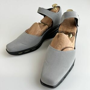 美品 ☆ Triple Air トリプルエア ウェッジソール パンプス サンダル 25.0cm 4E レディース グレー 日本製 シングルストラップ 靴
