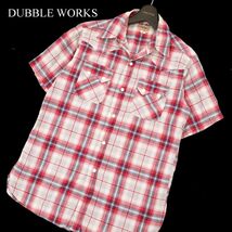 DUBBLE WORKS ダブルワークス warehouse ウエアハウス 春夏 半袖 ウエスタン チェック★ シャツ Sz.36　赤 メンズ　C3T05880_6#A_画像1