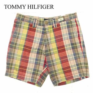 TOMMY HILFIGER トミーヒルフィガー 春夏 ロゴ刺繍★ チェック ハーフ ショート パンツ Sz.34　メンズ　C3B02461_6#P