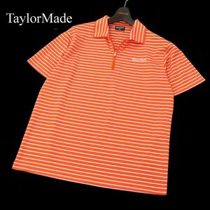 美品★ TaylorMade テーラーメイド 春夏 半袖 ロゴ刺繍★ ハーフジップ ボーダー ポロシャツ Sz.L　メンズ ゴルフ　C3T05951_6#A