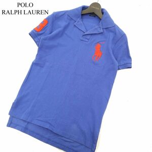 POLO RALPH LAUREN Polo Ralph Lauren весна лето короткий рукав большой po колено вышивка * CUSTOM FITkanoko рубашка-поло Sz.XS синий мужской C3T06052_7#A