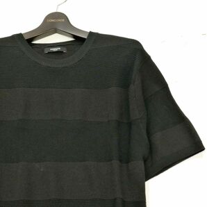 19ss MORGAN HOMME モルガン オム 春夏 半袖 ボーダー ニット カットソー Tシャツ Sz.M メンズ 黒 C3T06054_7#Jの画像2