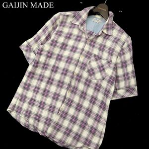 GAIJIN MADE ガイジンメイド ハリラン 春夏 半袖 ガーゼ チェック★ シャツ Sz.S　メンズ　C3T06321_7#A