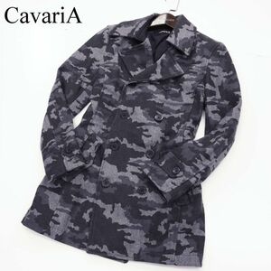 CavariA キャバリア 秋冬 カモフラ 総柄 ウール混★ トレンチコート Sz.44　メンズ グレー　C2T12256_B#N