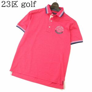 23区 golf ゴルフ 春夏 半袖 ロゴプリント★ ポロシャツ Sz.L　メンズ ピンク　C3T06511_7#A