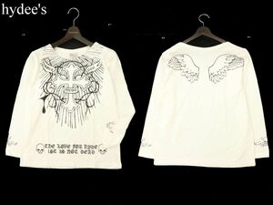 初期★レア hydee's ハイディーズ HYDE ハイド 春夏 長袖 タトゥー プリント★ カットソー ロンTシャツ Sz.S　メンズ 白　C3T06331_7#A