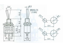 3P 中点なし 20個入り トグルスイッチ AC 6A 125V_画像3