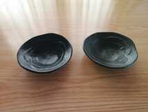 高級デザイン陶器皿　未使用品　黒色　2個組_画像1
