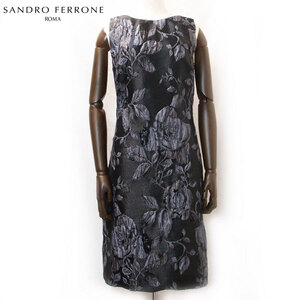 新品 SANDRO FERRONE レディース ノースリーブ 花柄ワンピース ブラック