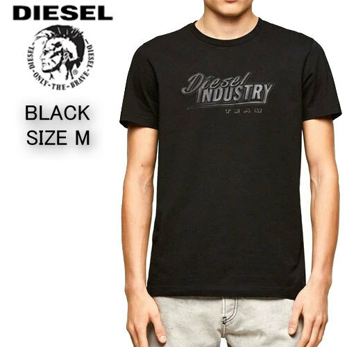 新品 DIESEL ディーゼル クルーネック プリントTシャツ ブラック M