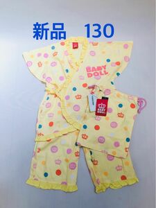 新品　130 女の子　甚平　じんべい　ベビードール パジャマ　ルームウェア　 夏祭り　花火　