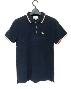 MAISON KITSUNE　メゾンキツネ　ポロシャツ　Sサイズ　紺　トリコロールライン　イタリア製