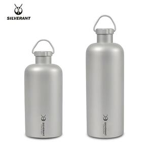 新品$ Silverant 400ml / 600ml純チタン製ウォーターボトル超軽量の食器アウトドアキャンプハイキング用チタンカバー付き丈夫なボトル
