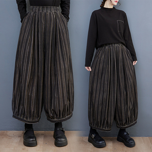  new goods!* new work ** lady's pants * border pattern ** casual ** waist rubber * easy wide pants * sarouel pants *