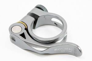 【即納】MicrOHERO　軽量44ｇ　アルミ合金　CNC　クイックリリース式　シートクランプ　KC89　Φ34.9mm　グレー　ステンレス製ボルト