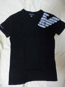 EMPORIO ARMANI エンポリオアルマーニ Tシャツ シルバーラメ ブラック　ストレッチ素材 日本正規品　M