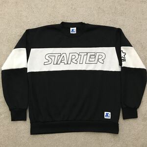 美品 3L STARTER スターター ツートン クルー スウェット 黒/白 CREW SWEAT ブラック×ホワイト 丸首