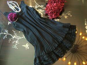 高級　フォーマル　黒　ワンピース　ドレス　　結婚式　パーティー　ランティーユ　スコットクラブ　新品　シースルー　フリル　
