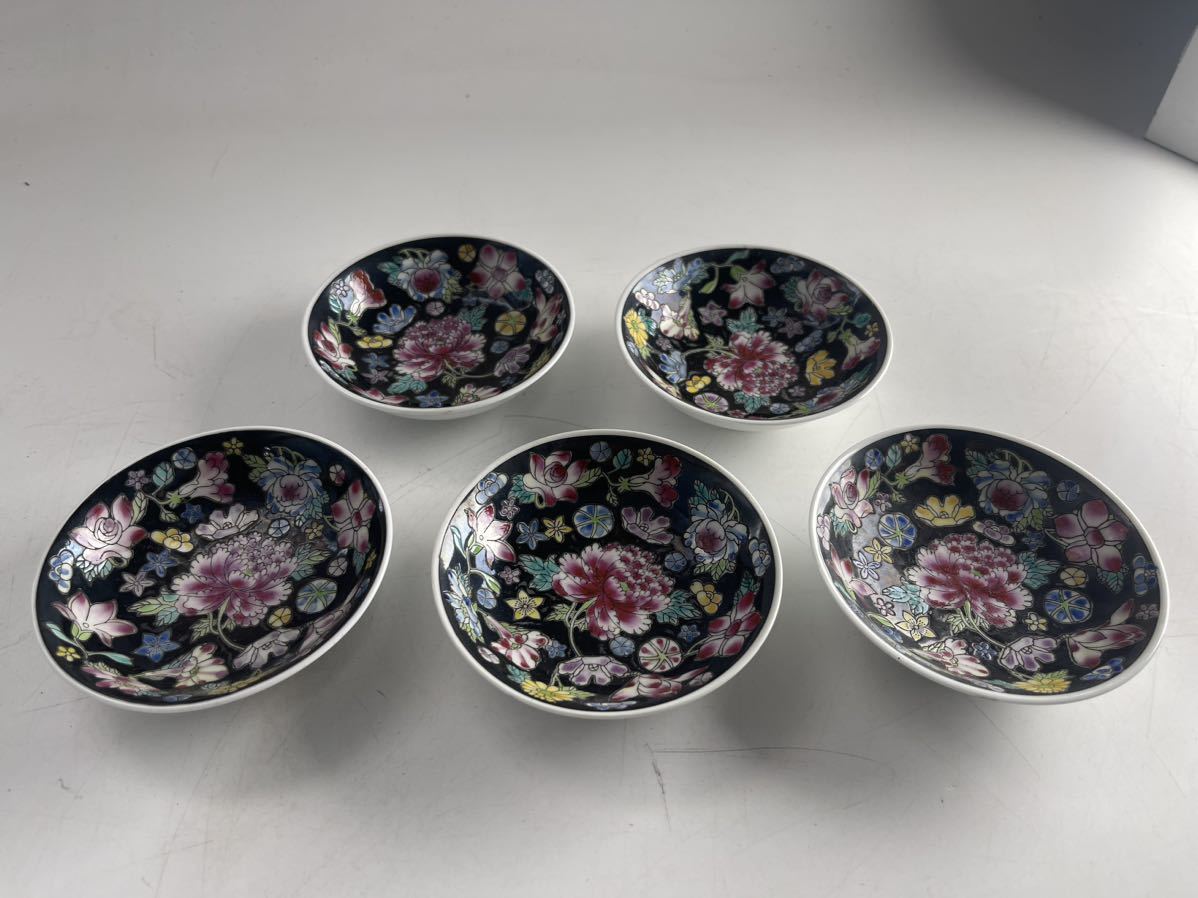 景徳鎮大量まとめセット食器粉彩花唐草皿小皿大皿中国美術骨董