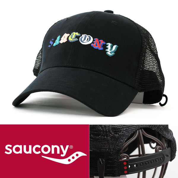 メッシュキャップ 帽子 メンズ Saucony Trucker Hat ブラック 1RTYR-01 サッカニー USA アメリカブランド スポーツ