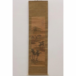 Art hand Auction gg19-8593[TOM] [Genuine] Takahashi Soubu, hanging scroll, silk, hand-painted, colored Landscape painting, signed and sealed, box, Nanka painter, Chinese Tang Dynasty painting, Painting, Japanese painting, Landscape, Wind and moon