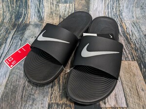  последний 30cm NIKE KAWA SLIDE осмотр Nike кожа скользящий сандалии пляж душ спорт тапочки benasi чёрный / белый / черный US12