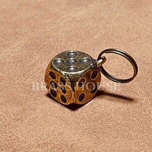 F3 brass made rhinoceros koro key holder accessory dice antique Vintage brass miscellaneous goods Gold key ring bike 