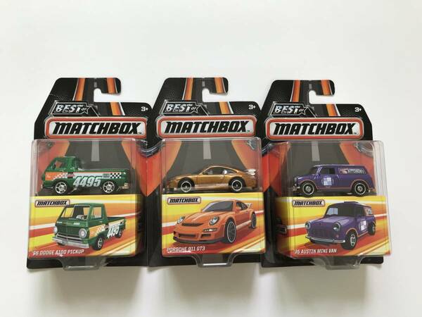 &#127937;マッチボックス/BEST OF MATCHBOX 3台/'66 DODGE A100 PICKUP/PORSCHE 911 GT3/'65 AUSTIN MINI VAN