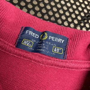 90s Британия производства Fred Perry рубашка-поло с коротким рукавом темно-красный 40 размер FREDPERRY