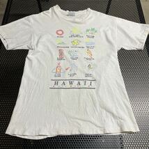 USA製80s 90s HANES ヘインズ 半袖プリントTシャツ かなり使用感のある くすんだ 白 ビンテージ vintage ホツレ、穴、シワあり_画像2