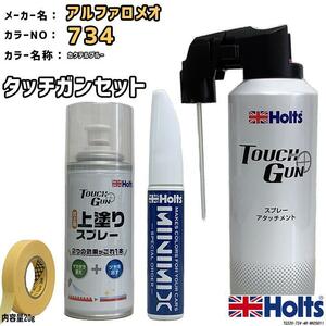 タッチガン タッチアップペン アルファロメオ 734 カクテルブルー 上塗りスプレー セット Holts MINIMIX