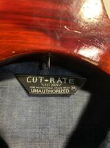 CUT-RATE カットレイト　日本製　チェーン刺繍　オンブレーチェック　グラデーション　半袖　ウエスタンシャツ　紺　M ネイビー_画像6