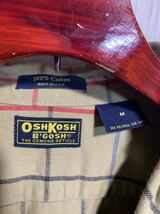 〜90's ヴィンテージ　OSHKOSH B'GOSH オシュコシュ　ビゴッシュ　USA製　肉厚フランネル　チェック柄　ネルシャツ ベージュ　M_画像7