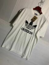 80 〜　90's ヴィンテージ adidas アディダス　カナダ製　未使用タグ付き　万国旗タグ　三つ葉　トレフォイル　白　Tシャツ　2L XL程度_画像9