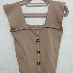 【美品】ノースリーブニットトップス/ベージュ
