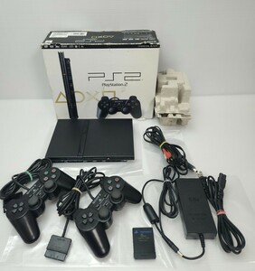 送料無料 美品 動作品 SONY PS2 PlayStation2 SCPH-70000b Charcoal Black ソニー プレイステーション２ 箱あり, メモリカード(9)