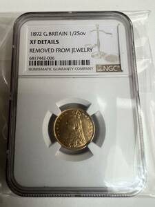 1892年　イギリス1/2ソブリン金貨　NGC XF DETAILS