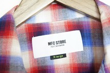 美品22SS MFC STORE (EXAMPLEエグザンプル) OMBRE CHECK S/S SHIRT 半袖 オンブレ チェック シャツ オープンカラー赤青1030M_画像3