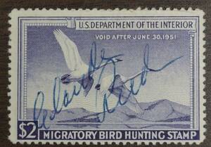 【寂】アメリカダックスタンプ 1950年 HUNTING PERMIT STAMP 切手 s50724