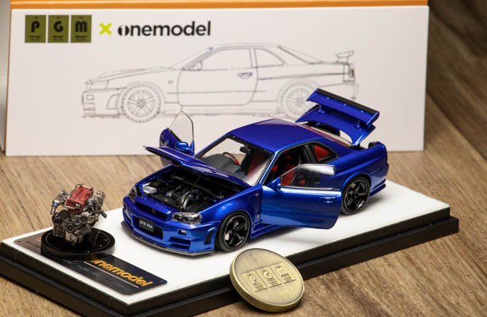 △全開閉!世界限定688台!One Model x PGM 1/43 日産 NISSAN GTR R34