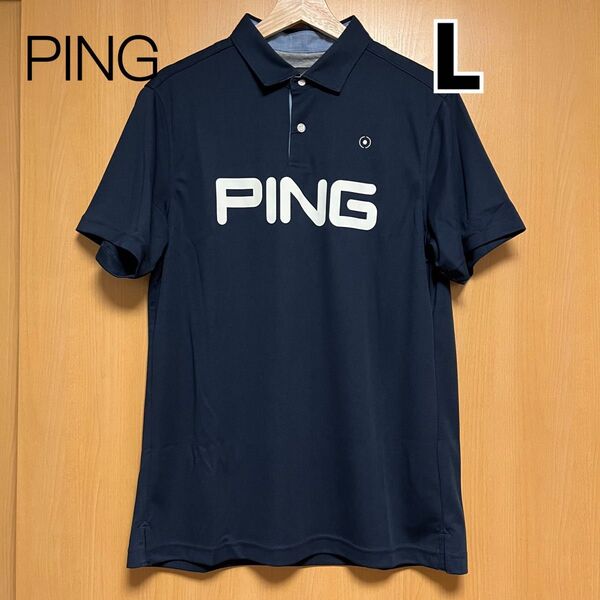 ping ピン ビックロゴサッカーボール JQポロシャツ 半袖 ゴルフ L NA 半袖シャツ