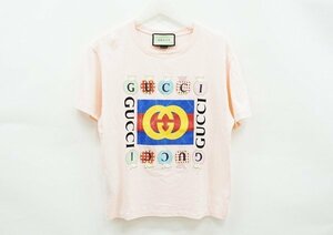 ^ beautiful goods [GUCCI Gucci ] Logo print short sleeves T-shirt 615044 pink XXS