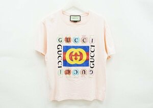 △美品【GUCCI グッチ】ロゴプリント 半袖Tシャツ 615044 ピンク XXS