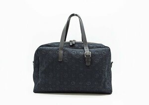 ☆◇新品同様【GIORGIO ARMANI ジョルジオ アルマーニ】ウィークエンドバッグ オールオーバーロゴ ボストンバッグ ブラック