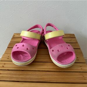 【crocs】(USED)クロックスサンダル クロックバンド 6(14cm) ピンク 女の子 子供サンダル 海 プール