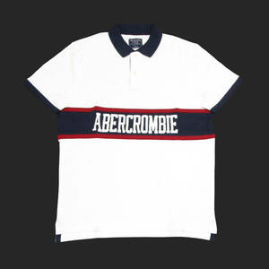★SALE★Abercrombie & Fitch/アバクロ★アップリケロゴカラーブロックポロシャツ (White/Navy/Red/L)