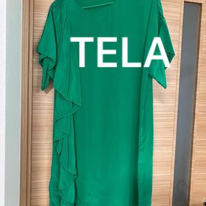 【美品】TELA テラ グリーン ワンピース XS シルク100% イタリア製