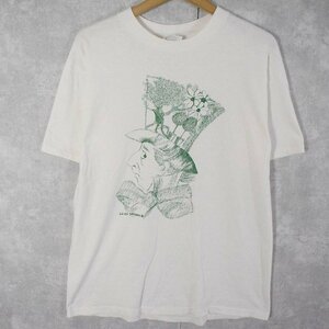 【値下げ対象外】 90's LO・CO DESIGNS USA製 アートプリントTシャツ L 白 ホワイト 無地 イラスト アート 古着