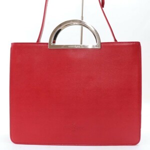 2307-23 Courreges shoulder bag handbag 2WAY Courreges leather made red lady's 