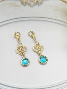 No.300-1 *1 set only * metal fittings modification 0 simple glass Stone charm! pair set #iya ring earrings hand made 